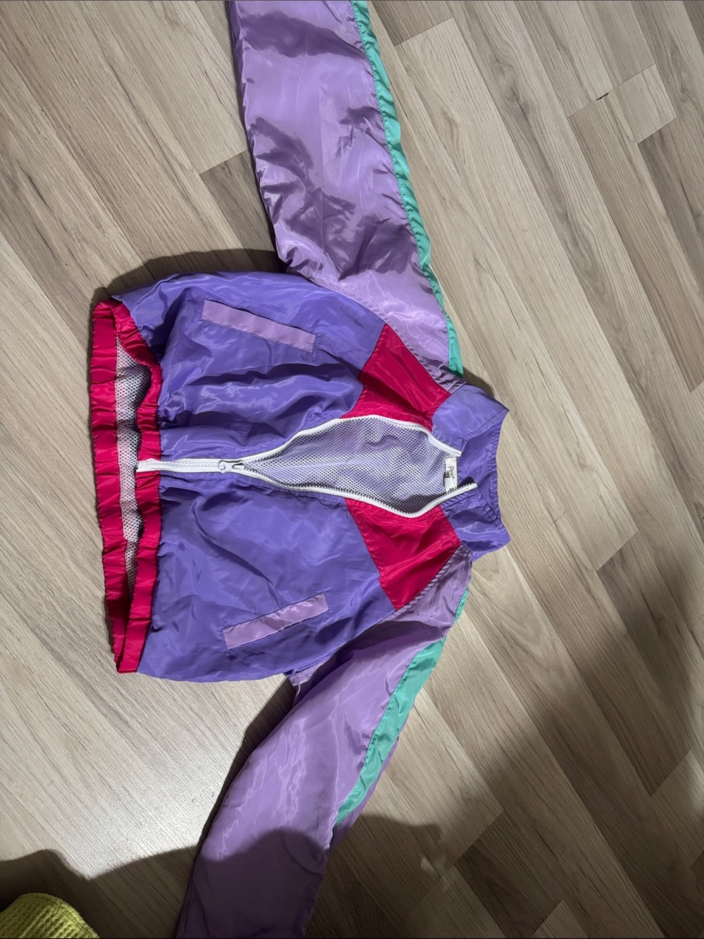 Kids Purple & Pink Colorblock windbreaker Jacket with Mint Trim